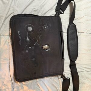 Black Laptop Shoulder Bag with Strap